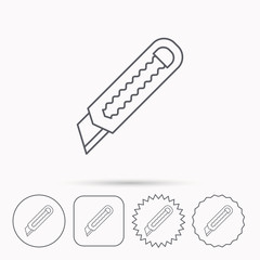 Paper knife icon. Cutter tool sign.