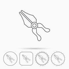 Pliers icon. Repairing fix tool sign.