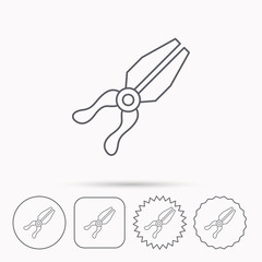 Pliers icon. Repairing fix tool sign.