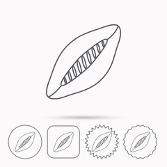 Rugby ball icon. American football sign.