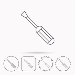 Screwdriver icon. Repair or fix tool sign.