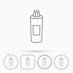 Shampoo bottle icon. Liquid soap sign.