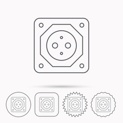 European socket icon. Electricity power adapter.