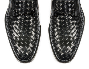 Tip of male shoes isolated on white