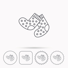 Socks icon. Baby underwear sign.