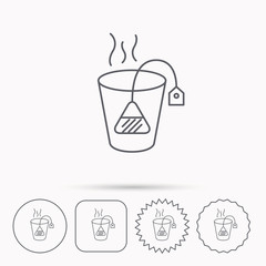 Tea bag icon. Natural hot drink sign.