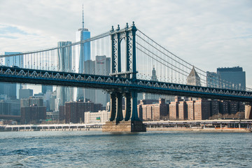 Manhattan bridge on summer day in New York