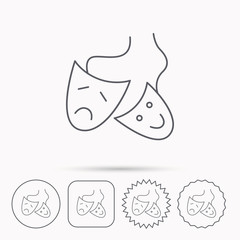 Theater masks icon. Drama and comedy sign.