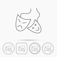 Theater masks icon. Drama and comedy sign.