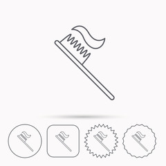 Toothbrush icon. Toothpaste sign.