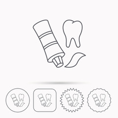 Toothpaste icon. Teeth health care sign.