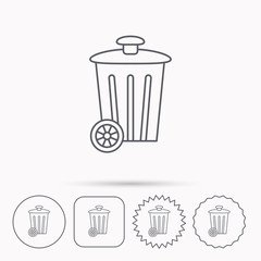Recycle bin icon. Trash container sign.