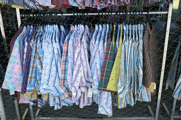 clothes fashion is hanging clothesline in shop wear.