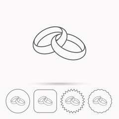 Wedding rings icon. Bride and groom jewelery.