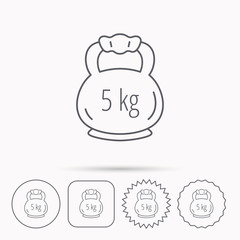 Weight icon. Weightlifting barbell sign.