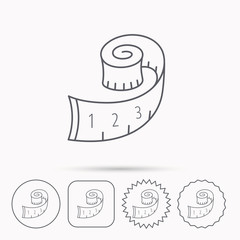 Measuring tape icon. Weight loss sign.