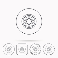 Car wheel icon. Automobile service sign.