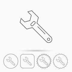 Wrench key icon. Repair tool sign.