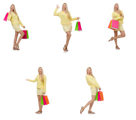 Collage of woman with shopping bags