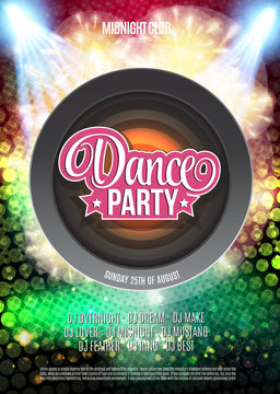 Dance Party Night Poster Background Template - Vector Illustration