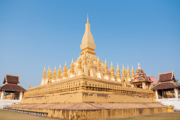 Phra That Luang at vientiane is very famous in Lao
