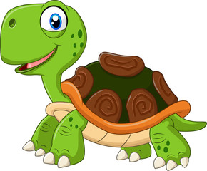 Fototapeta premium Cartoon funny turtle isolated on white background 