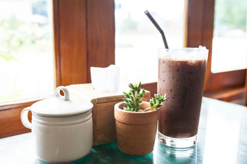 ice chocolate in the coffee time 