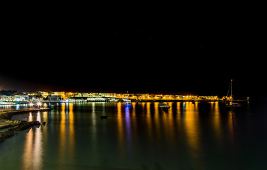 Fototapeta premium Night view of harbor on the Adriatic sea