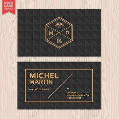 Business card name card black geometric background template