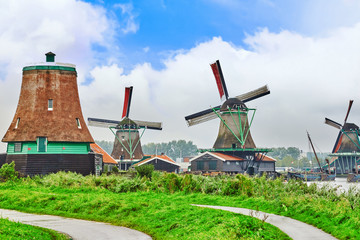 Unique old, authentic, real working windmills in the suburbs of