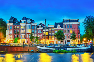 Beautiful Amsterdam city at the evening time. - obrazy, fototapety, plakaty