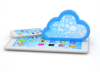 tablet pc, smart phone and cloud