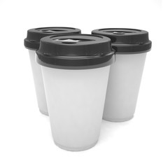 Three paper coffee cups