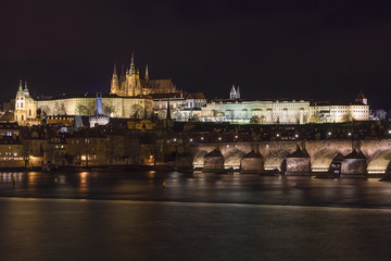 Fototapeta na wymiar Prague panorama, Prague Castle and Charles bridge