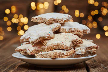 Cinnamon cookies and christmas lights