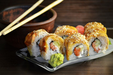  Sushi rolls with eel