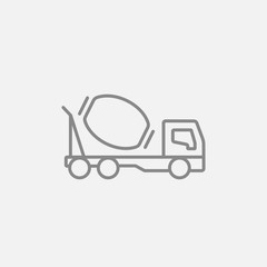 Concrete mixer truck line icon.