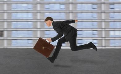 Businessman running