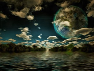Terraformierte Luna- oder Exo-Planetenlandschaft © rolffimages