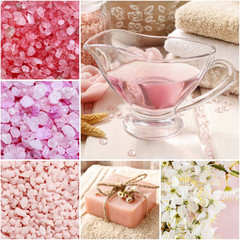 Collage of spa cosmetics