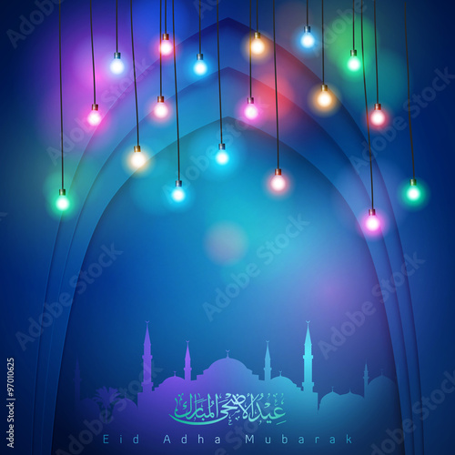 "eid mubarak lights for greeting islamic festival