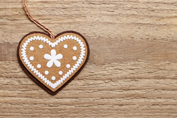 Heart on wooden background