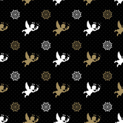 Christmas Angel Seamless Black and Gold