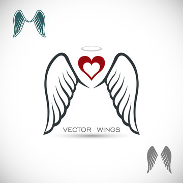 Label with wings and heart
