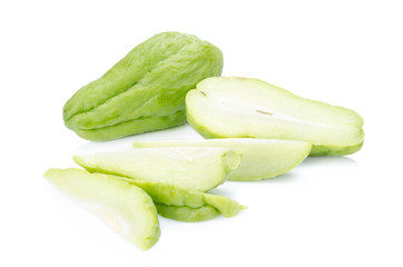 Chayote on white background