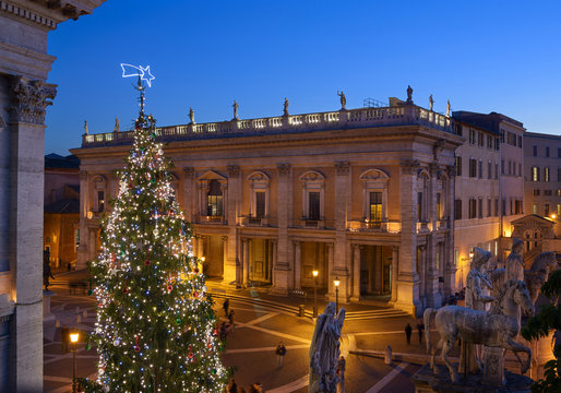 Capitoline Hill at Christmas in Rome, Italy