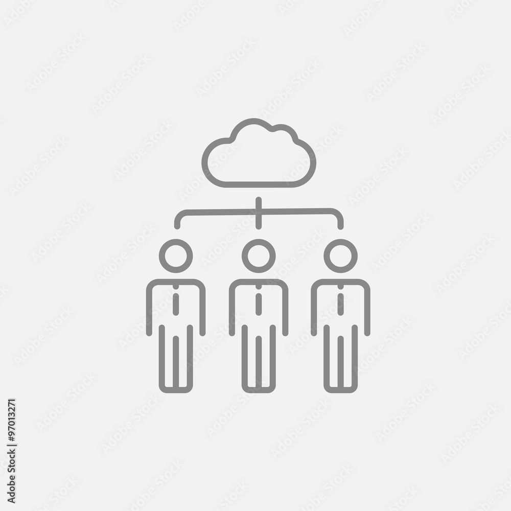 Poster cloud computing line icon.
