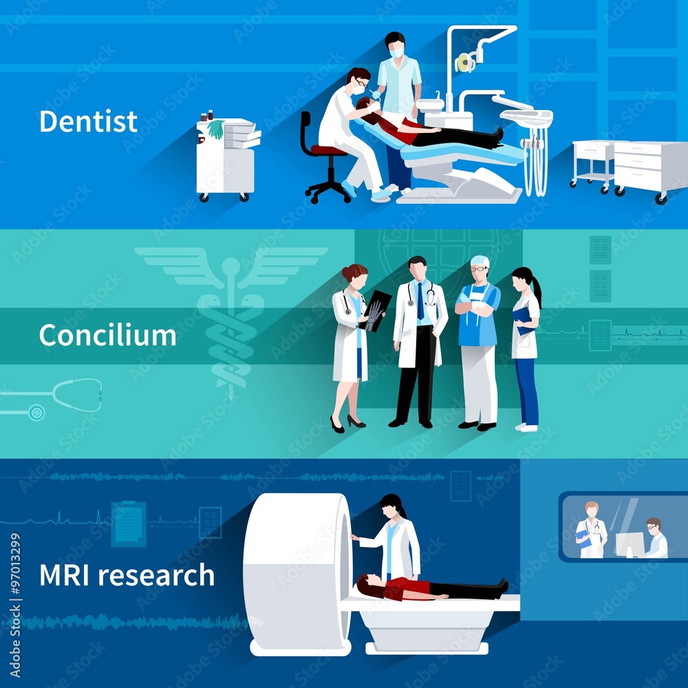 Poster medical specialists 3 horizontal banners set