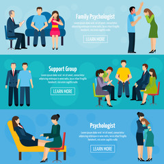Fototapeta premium Counseling Support 3 Flat Banners Set