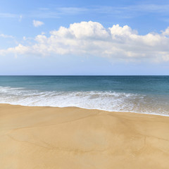 Sand beach and blue ocean
